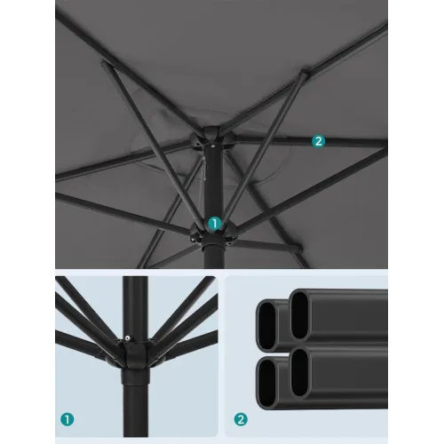 Ομπρέλα Δαπέδου Τετράγωνη Μεταλλική Γκρι 1.5x1.5mΚωδικός: GPU048G01