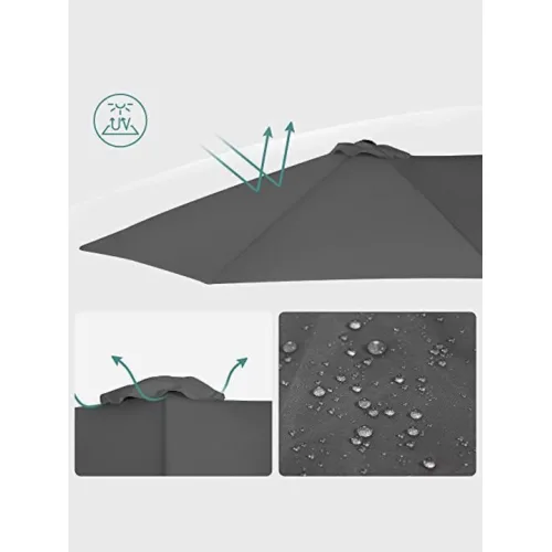 Ομπρέλα Δαπέδου Αλουμινίου Γκρι με Βάση Στήριξης 4.6x2.7mΚωδικός: GPU36GY