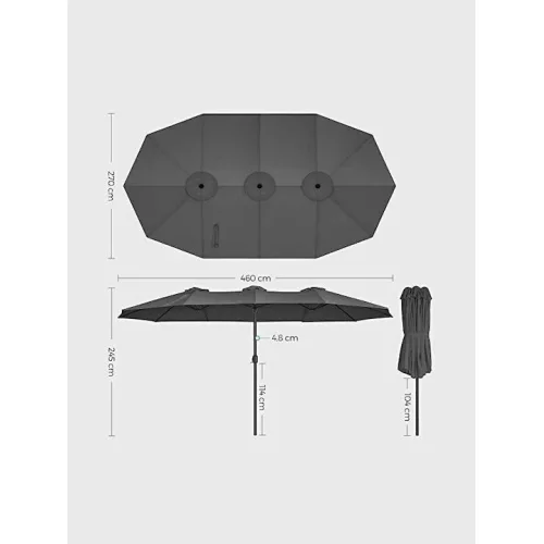 Ομπρέλα Δαπέδου Αλουμινίου Γκρι με Βάση Στήριξης 4.6x2.7mΚωδικός: GPU36GY