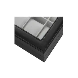 Songmics Ξύλινη Θήκη με διάφανο καπάκι για 12 ρολόγια σε Μαύρο χρώμα JWB12BK