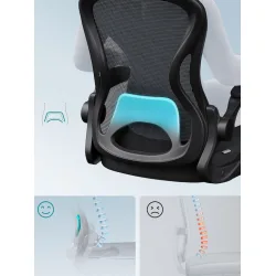 Καρέκλα Γραφείου με Ανάκλιση και Ρυθμιζόμενα Μπράτσα Μαύρο Μελάνι Songmics