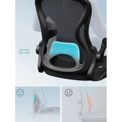 Καρέκλα Γραφείου με Ανάκλιση και Ρυθμιζόμενα Μπράτσα Μαύρο Μελάνι Songmics