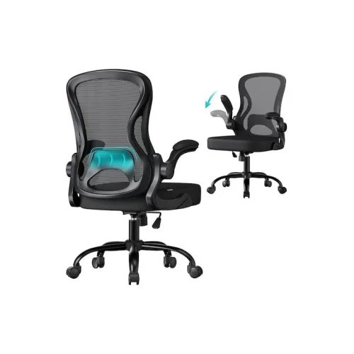 Καρέκλα Γραφείου με Ανάκλιση και Ρυθμιζόμενα Μπράτσα Μαύρο Μελάνι Songmics