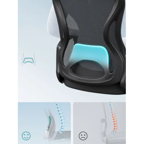 Καρέκλα Γραφείου με Ανάκλιση και Ρυθμιζόμενα Μπράτσα Μαύρη Ink Songmics