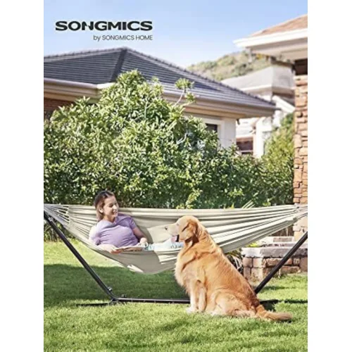 Songmics Αιώρα Διπλή Υφασμάτινη με Βάση Μαύρη 210x150εκ.