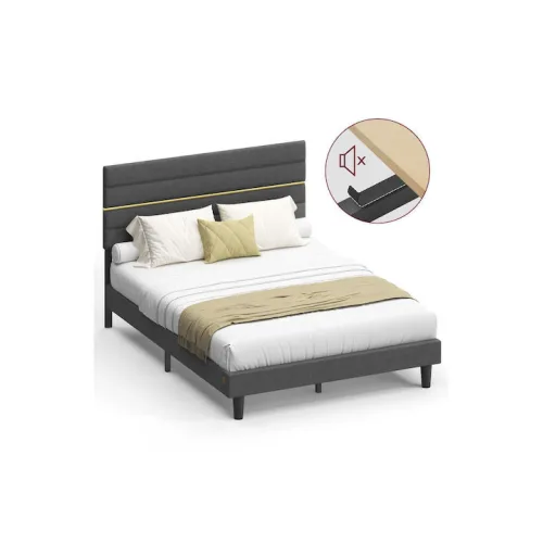 Κρεβάτι Διπλό Ξύλινο Γκρι για Στρώμα 140x200cm