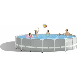Intex Prism Metal Frame Στρογγυλή Πισίνα με Μεταλλικό Σκελετό 366x99εκ. Γκρι