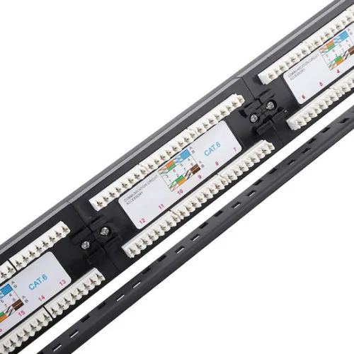 Powertech Patch Panel Unshielded για Rack 1U 19" 24 Θυρών cat6 ΜαύροΚωδικός: NETW-0046