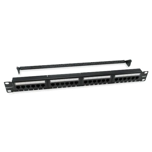 Powertech Patch Panel Unshielded για Rack 1U 19" 24 Θυρών cat6 ΜαύροΚωδικός: NETW-0046