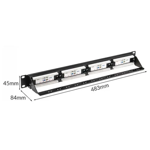 Powertech Patch Panel Unshielded για Rack 1U 19" 24 Θυρών cat6 ΜαύροΚωδικός: NETW-0046