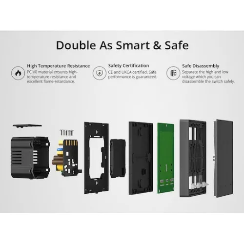 Sonoff M52c86 Χωνευτός Διακόπτης Τοίχου Wi-Fi Διπλός με Πλαίσιο Γκρι
