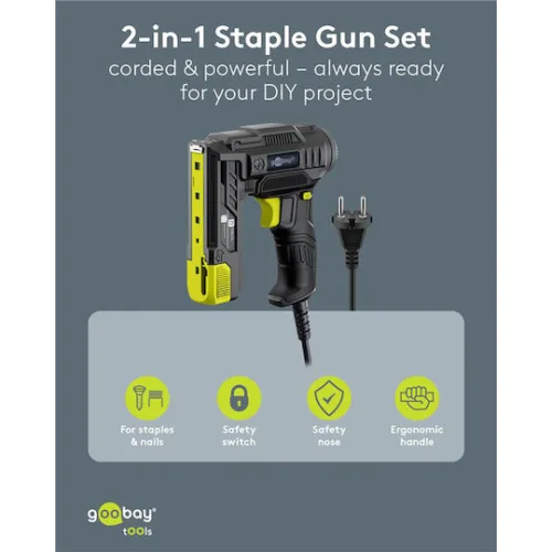 Goobay Tools 2-in-1 Electric Staple Gun Set Corded