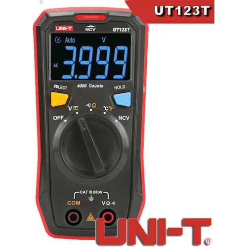 Uni-t Ψηφιακό Πολύμετρο Τσέπης Buzzer Μέτρηση Ac Dc Αντίστασης Ut123t