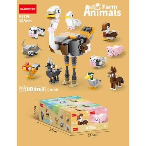 Lele Brother Τουβλάκια 10 in 1 Animals Buidling Blocks για 6+ ΕτώνΚωδικός: ANIMALS.9109