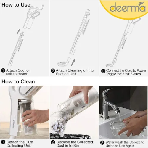 Deerma DX700 Ηλεκτρική Σκούπα 2 σε 1 Stick & Χειρός 600W Ασημί