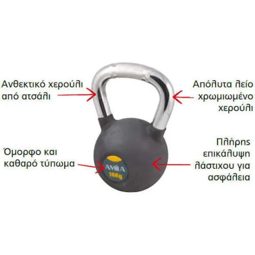 AMILA Kettlebell από Μαντέμι 6kg ΜαύροΚωδικός: 44521