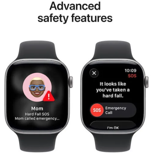 Apple Watch Series 11 Aluminium 42mm Αδιάβροχο με Παλμογράφο (Space Grey Aluminium Case with Black Sport Band - M/L)