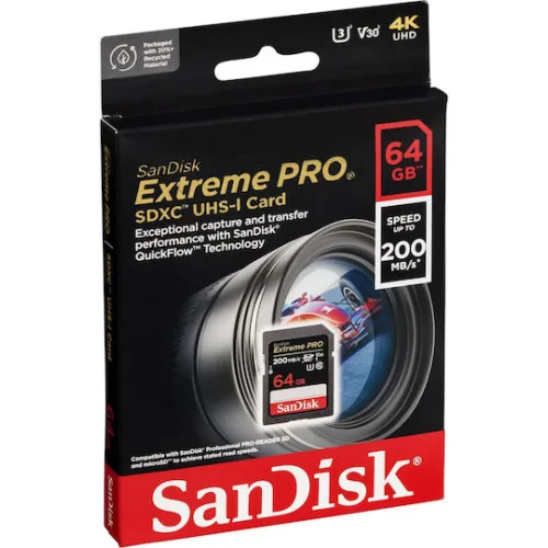 Sandisk Extreme Pro SecureDigital SDXC 64GB Class 10 U3 V30 UHS-I