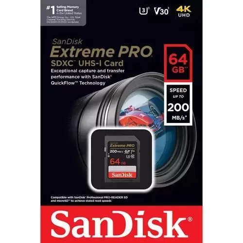 Sandisk Extreme Pro SecureDigital SDXC 64GB Class 10 U3 V30 UHS-I