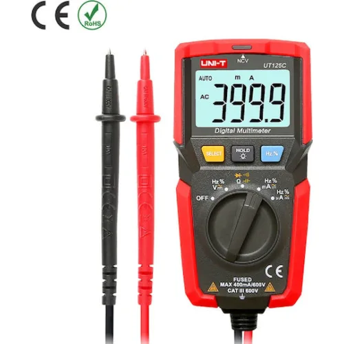 Uni-T Ψηφιακό Πολύμετρο Τσέπης True RMS με Buzzer με Μέτρηση AC / DC / Αντίστασης / Χωρητικότητας / Θερμοκρασίας UT125C