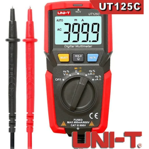 Uni-T Ψηφιακό Πολύμετρο Τσέπης True RMS με Buzzer με Μέτρηση AC / DC / Αντίστασης / Χωρητικότητας / Θερμοκρασίας UT125C