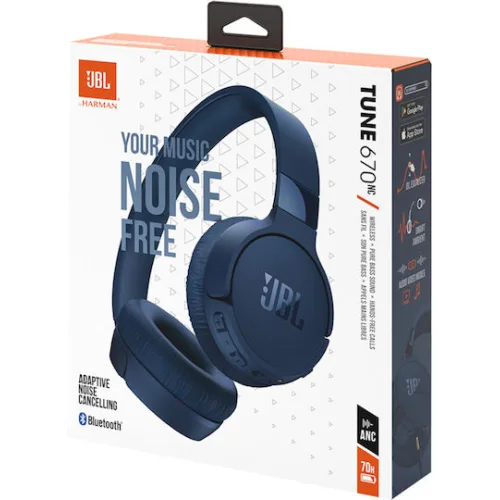 JBL Tune 670NC Ασύρματα / Ενσύρματα On Ear Ακουστικά με 70 ώρες Λειτουργίας και Quick Charge Μπλε