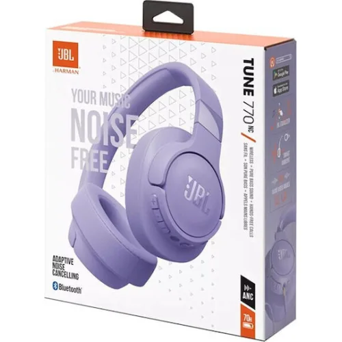 JBL Tune 770NC Ασύρματα / Ενσύρματα Over Ear Ακουστικά με 65 ώρες Λειτουργίας και Quick Charge Μωβ