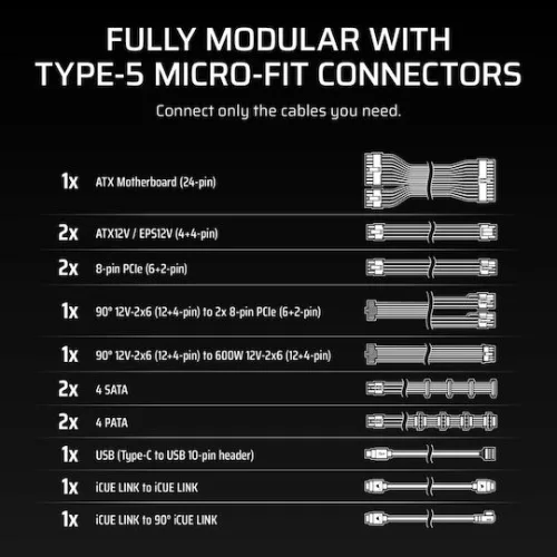 Corsair HX1500i Shift 1500W Μαύρο Τροφοδοτικό Υπολογιστή Full Modular Cybenetics Platinum