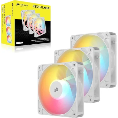 Corsair RS120-Reverse Case Fan με ARGB Φωτισμό και Σύνδεση 4-Pin PWM 3τμχ Λευκό