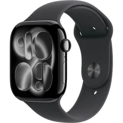 Apple Watch Series 11 Aluminium 42mm Αδιάβροχο με Παλμογράφο (Jet Black Aluminium Case with Black Sport Band - M/L)