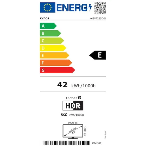 Kydos Smart Τηλεόραση 43" Full HD LED K43VF22SQ00 (2025)