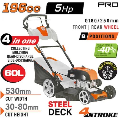 Nakayama Pro PM5530 Αυτοκινούμενη Μηχανή Γκαζόν Βενζίνης 6.5hp/196cc