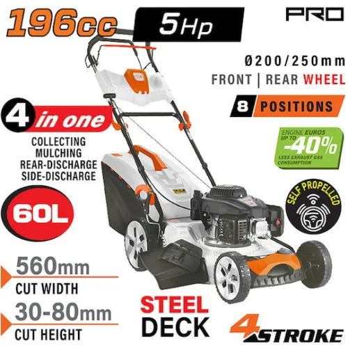 Nakayama Pro PM5560 Αυτοκινούμενη Μηχανή Γκαζόν Βενζίνης 6.5hp/196cc