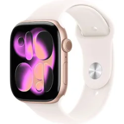 Apple Watch Series 11 Aluminium 46mm Αδιάβροχο με Παλμογράφο (Rose Gold Aluminium Case with Light Blush Sport Band - S/M)