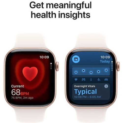 Apple Watch Series 11 Aluminium 46mm Αδιάβροχο με Παλμογράφο (Rose Gold Aluminium Case with Light Blush Sport Band - S/M)