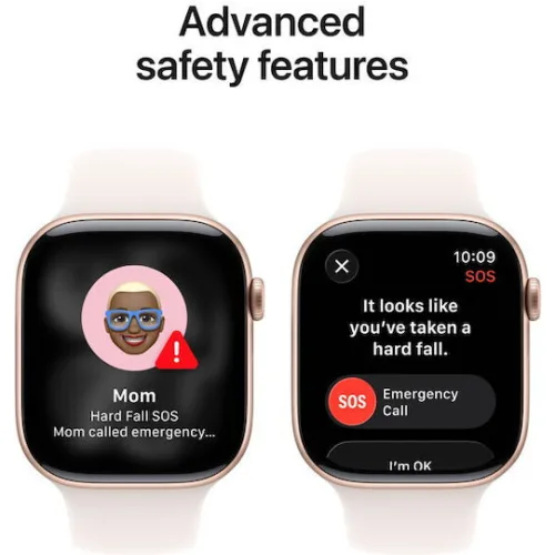 Apple Watch Series 11 Aluminium 46mm Αδιάβροχο με Παλμογράφο (Rose Gold Aluminium Case with Light Blush Sport Band - S/M)