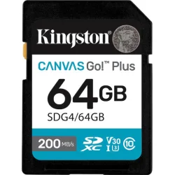 Kingston Canvas Go Plus SDXC 64GB Class 10 U3 V30 UHS-I με αντάπτορα