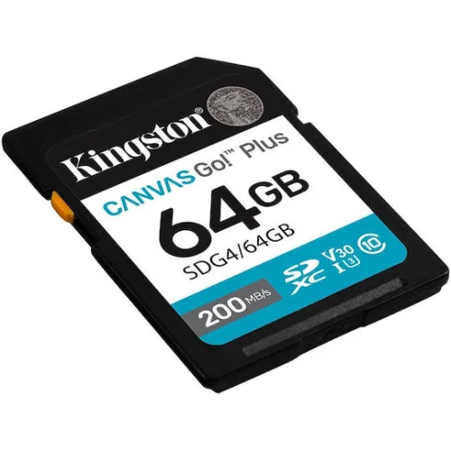 Kingston Canvas Go Plus SDXC 64GB Class 10 U3 V30 UHS-I με αντάπτορα