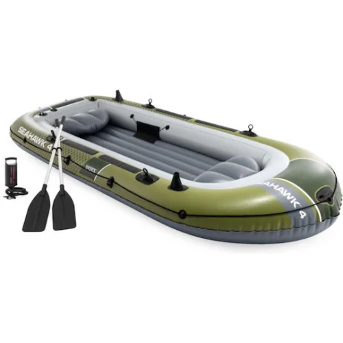 Intex Seahawk 4 Φουσκωτή Βάρκα Πράσινη με 2 Κουπιά & Τρόμπα