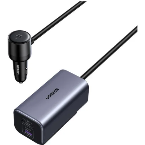 Ugreen EC706 Φορτιστής Αυτοκινήτου 150W Γρήγορης Φόρτισης με Θύρες: 1xUSB 1xType-C μαζί με Καλώδιο Ενσωματωμένο Γκρι ΧρώμαΚωδικός: 35571