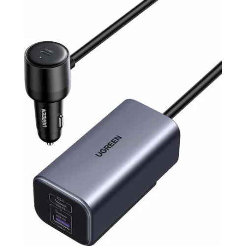 Ugreen EC706 Φορτιστής Αυτοκινήτου 150W Γρήγορης Φόρτισης με Θύρες: 1xUSB 1xType-C μαζί με Καλώδιο Ενσωματωμένο Γκρι ΧρώμαΚωδικός: 35571