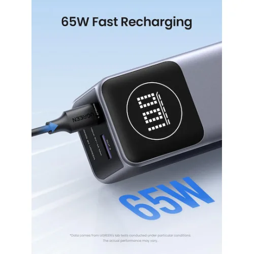 Ugreen PB724 Power Bank 12000mAh 100W με Θύρα USB-A και Θύρα USB-C Power Delivery / Quick Charge 3.0 Γκρι