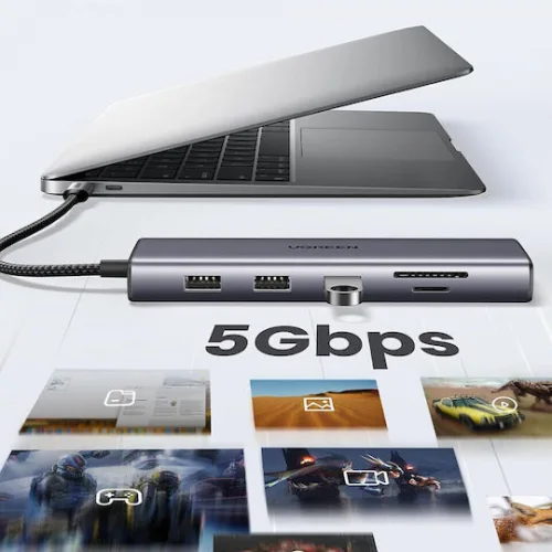 Ugreen Cm498 USB-C Docking Station με 4K PD Ethernet Γκρι