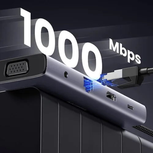 Ugreen Cm498 USB-C Docking Station με 4K PD Ethernet Γκρι