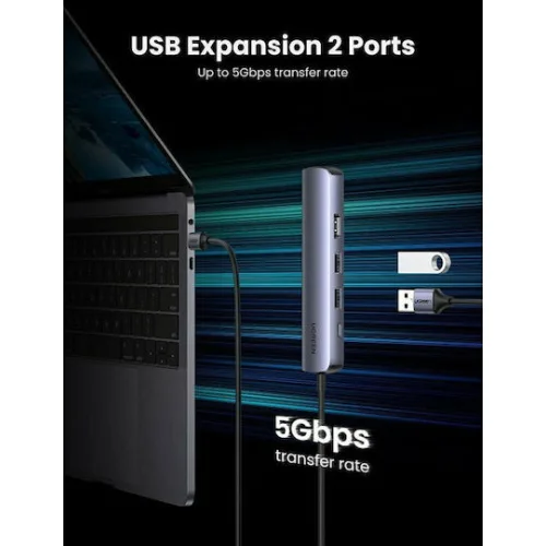 Ugreen USB-C Docking Station με HDMI 4K PD Ethernet Μπλε (10919)