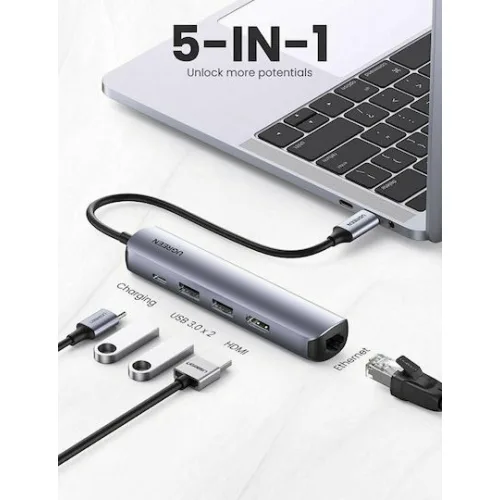 Ugreen USB-C Docking Station με HDMI 4K PD Ethernet Μπλε (10919)