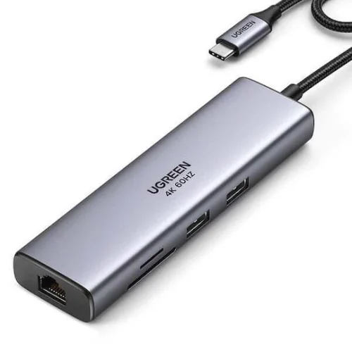Ugreen CM512 USB-C Docking Station με HDMI 4K PD Ethernet Γκρι
