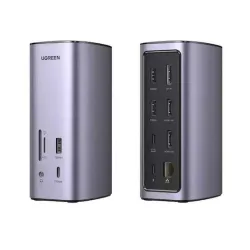 Ugreen USB-C Docking Station με HDMI/DisplayPort 4K PD Ethernet και συνδεση 3 Οθονών Ασημί (90325)