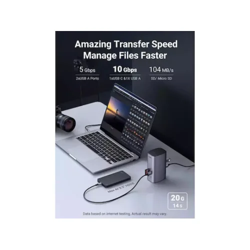 Ugreen USB-C Docking Station με HDMI/DisplayPort 4K PD Ethernet και συνδεση 3 Οθονών Ασημί (90325)