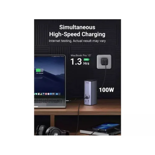 Ugreen USB-C Docking Station με HDMI/DisplayPort 4K PD Ethernet και συνδεση 3 Οθονών Ασημί (90325)